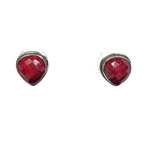 Nicky Butler Heart Shaped Stud Earrings Ruby Red Corundum .925 Sterling Silver
